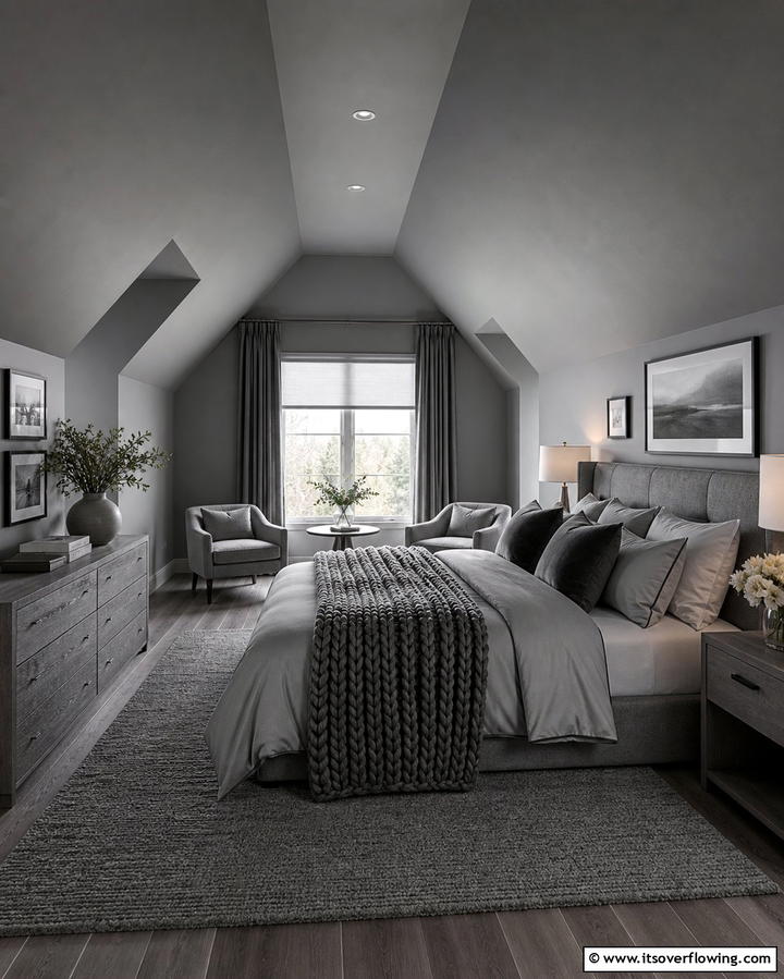 Monochromatic Elegance - 25 Attic Bedroom Ideas to Transform Your Space