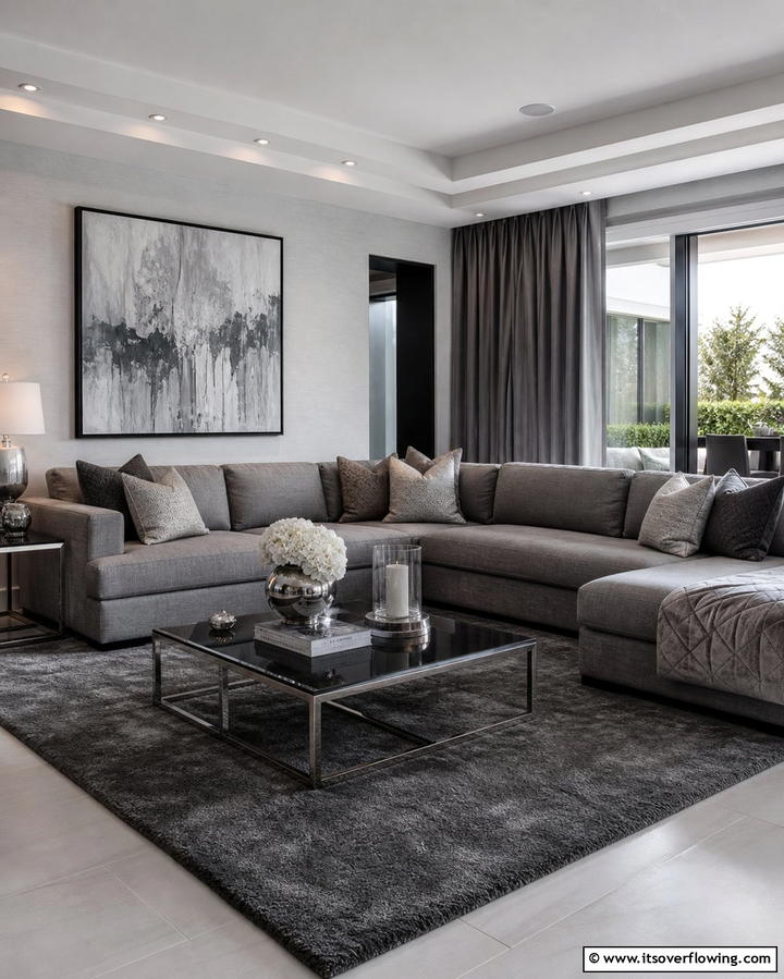 Monochromatic Elegance - 25 Grey Sectional Living Room Ideas for Modern Homes
