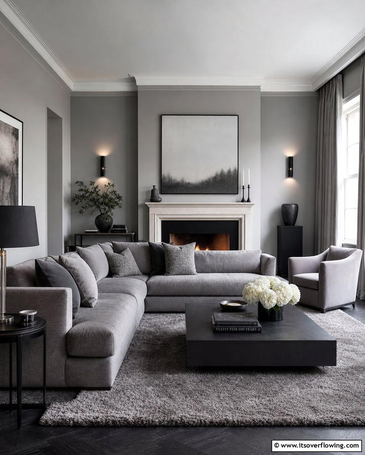 Monochromatic Grey PaletteExact - 25 Grey Living Room Ideas- Stylish & Modern Designs