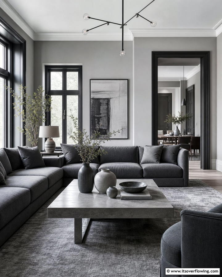 Monochromatic Grey PaletteOne - 25 Grey Living Room Ideas- Stylish & Modern Designs