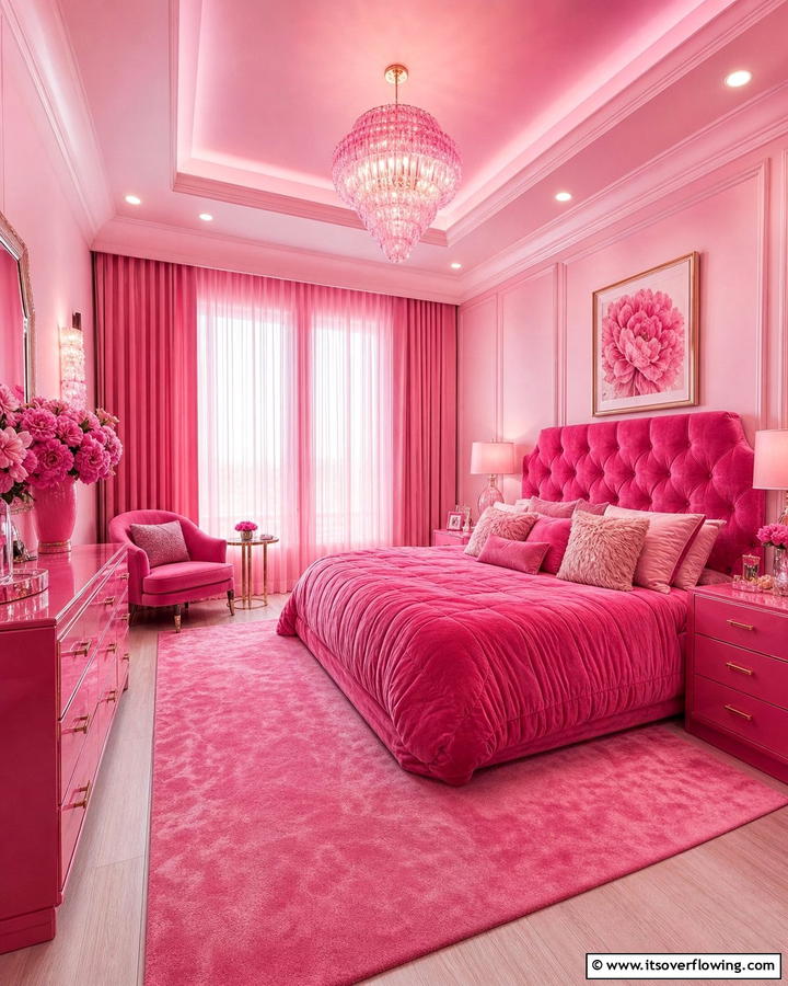 Monochromatic Hot Pink Theme - 20 Hot Pink Bedroom Ideas for Vibrant Spaces