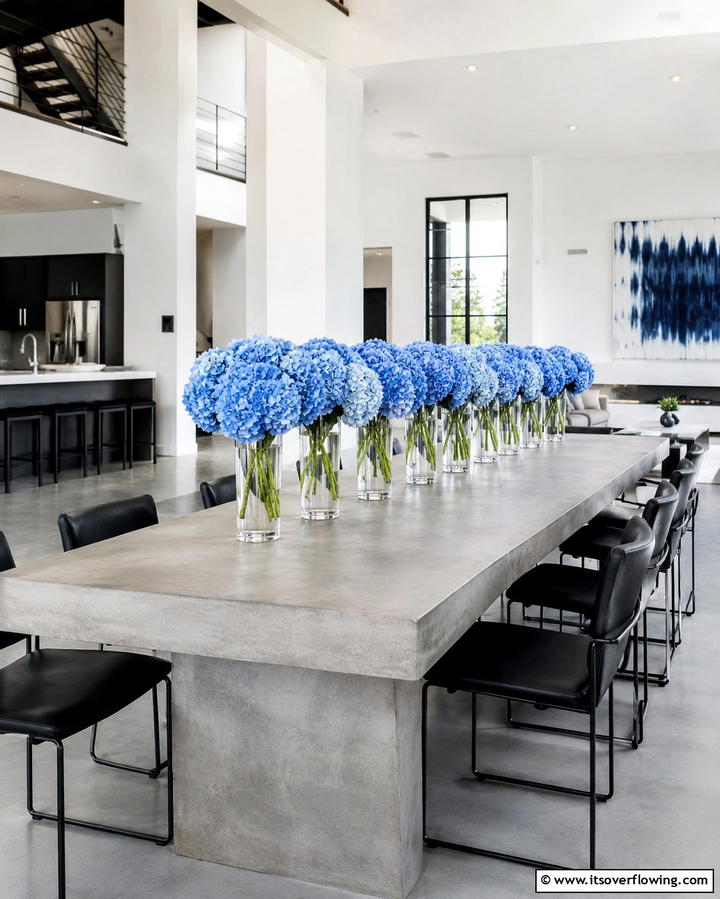 Monochromatic Hydrangea Centerpiece - 25 Hydrangea Centerpiece Ideas for Elegance