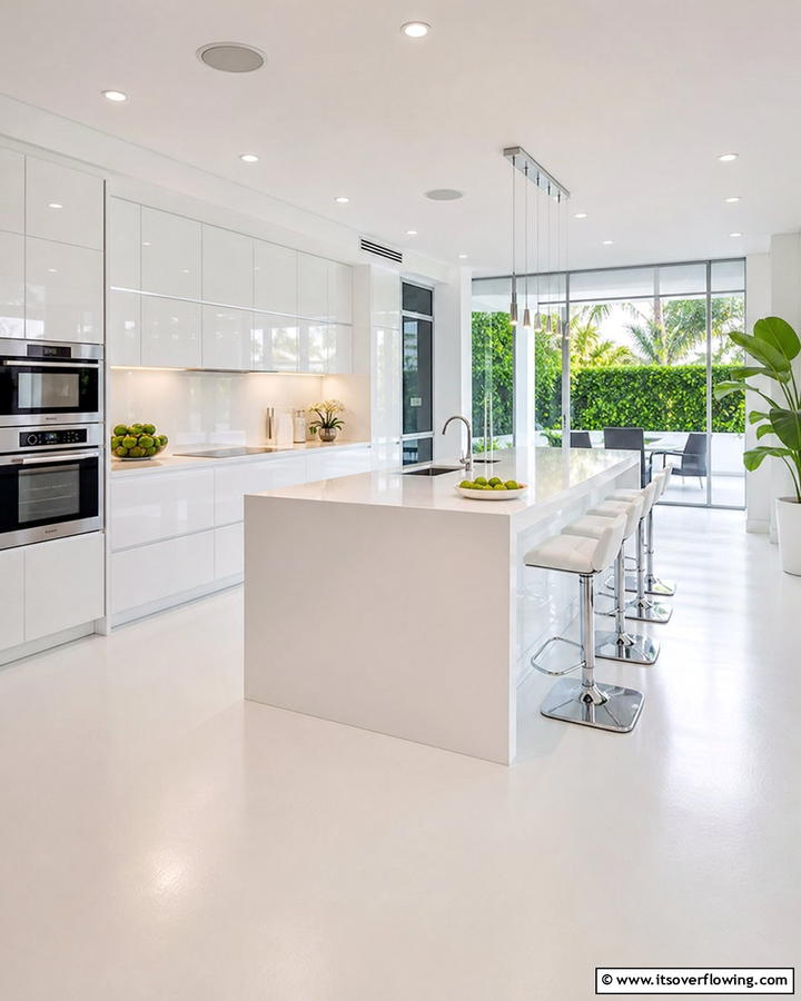 Monochromatic Linoleum - 20 Linoleum Kitchen Flooring Ideas for a Durable and Stylish Look
