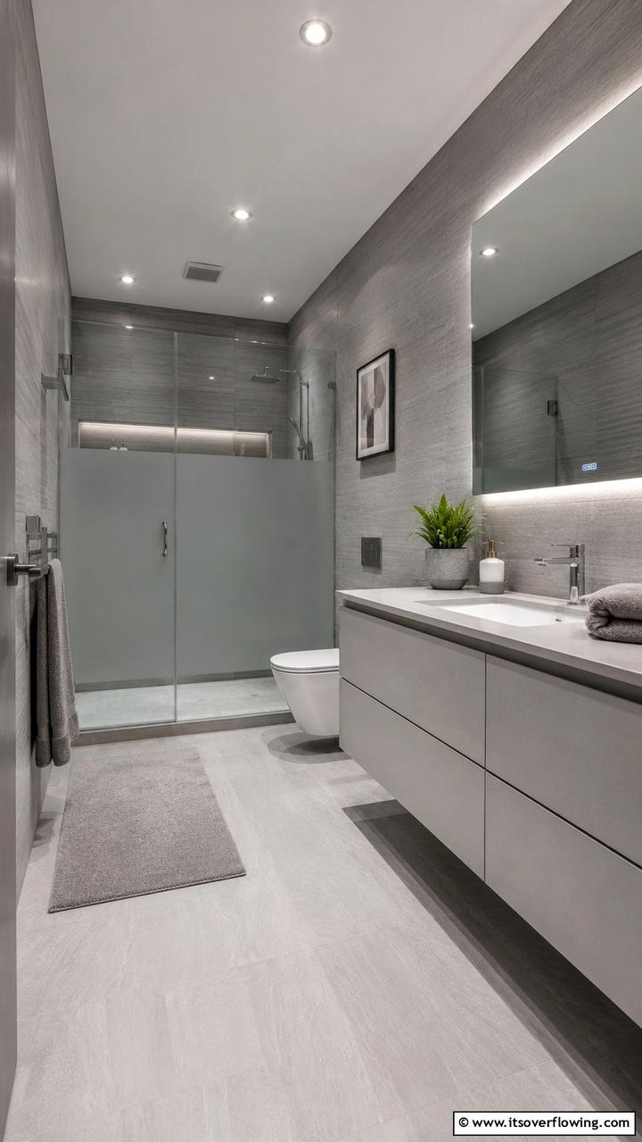 Monochromatic Magic - 30 Ensuite Bathroom Ideas for Luxurious Privacy