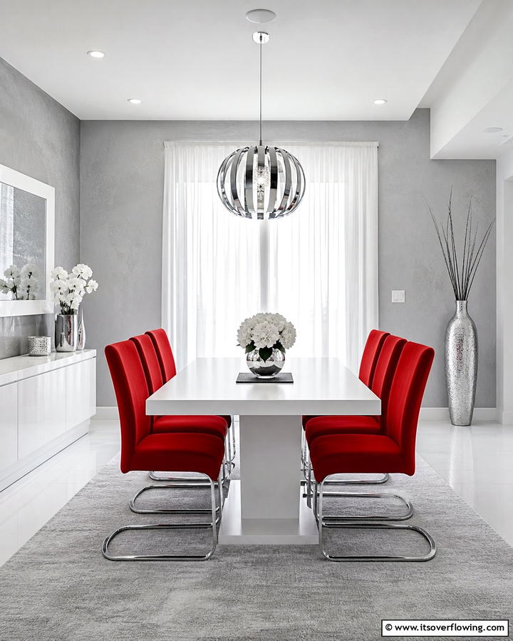 Monochromatic Magic with a Pop of Color - 25 Vibrant Colorful Dining Room Ideas for a Fun Space