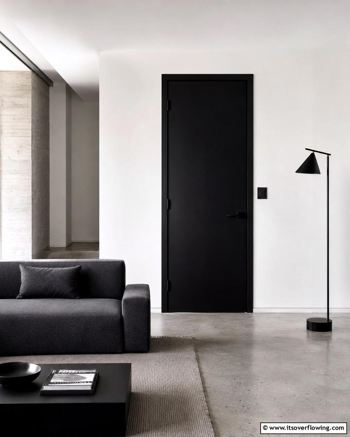Monochromatic Minimalism - 25 White House Ideas with Black Doors for Contrast