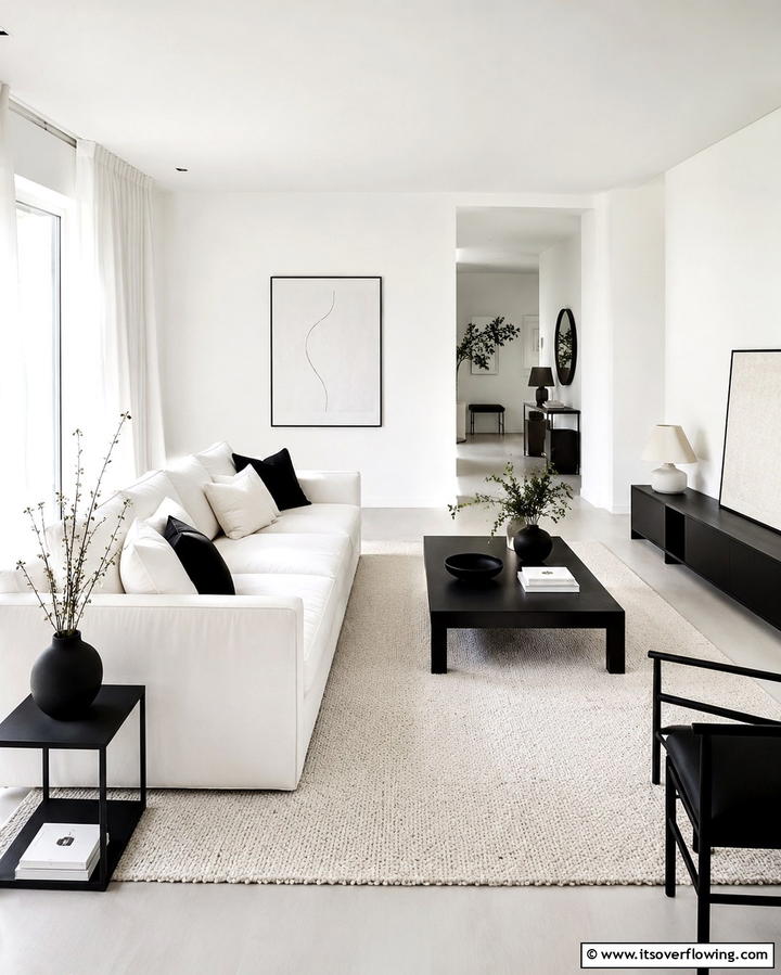 Monochromatic Minimalism - 25 Black and White Living Room Ideas for a Classic Look