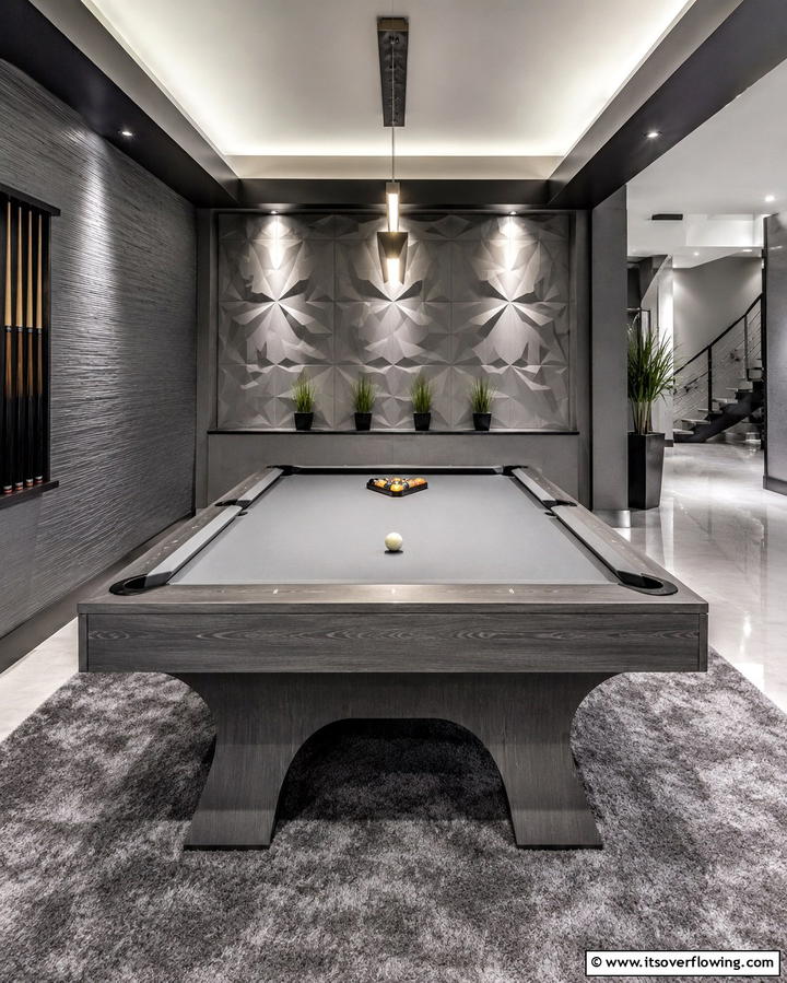 Monochromatic Pool Table Room - 25 Pool Table Room Ideas for the Ultimate Game Room