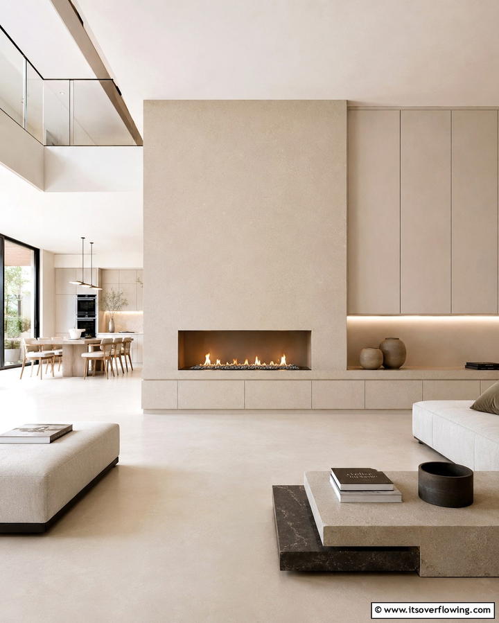 Monochromatic Quartz Surround - 25 Quartz Fireplace Surround Ideas for a Sleek Look