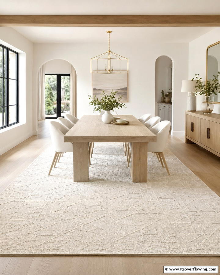 Monochromatic Rugs for Subtle Sophistication - 30 Dining Room Rug Ideas to Anchor Your Table Setting