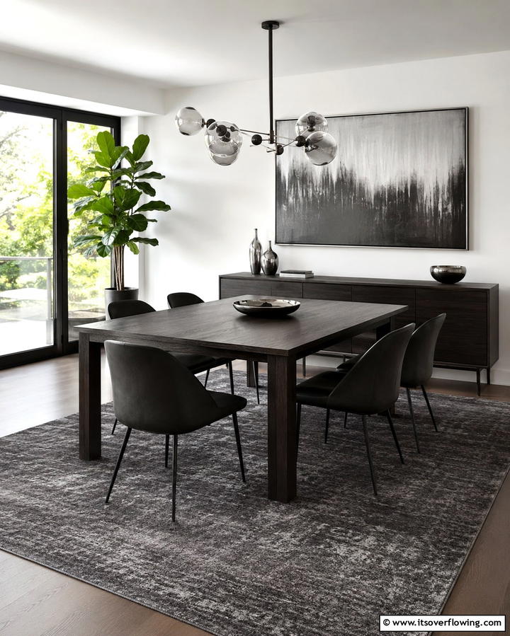 Monochromatic Rugs for a Sleek Look - 30 Dining Room Rug Ideas to Anchor Your Table Setting