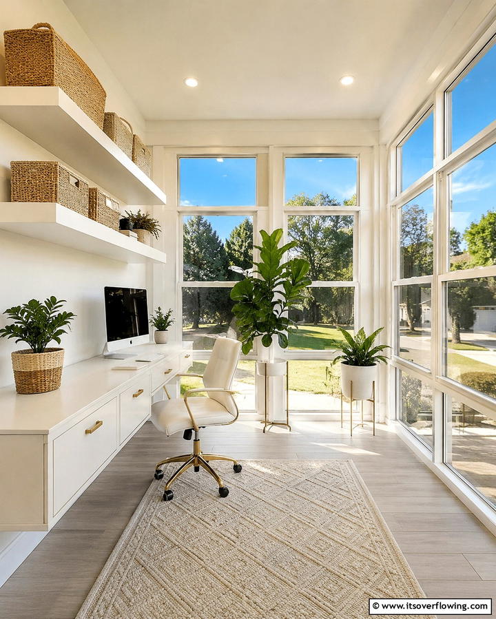 Monochromatic Style - 20 Sunroom Office Ideas for a Productive Workspace