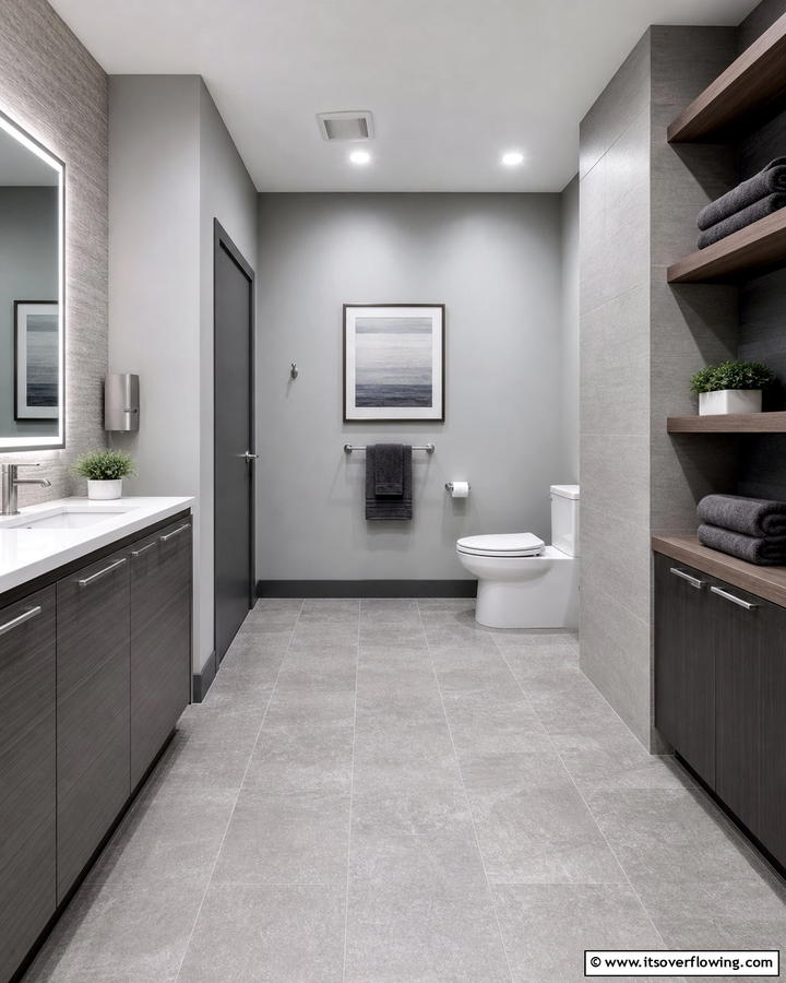 Monochromatic Theme for Cohesion - 20 Office Bathroom Ideas for a Functional and Stylish Space