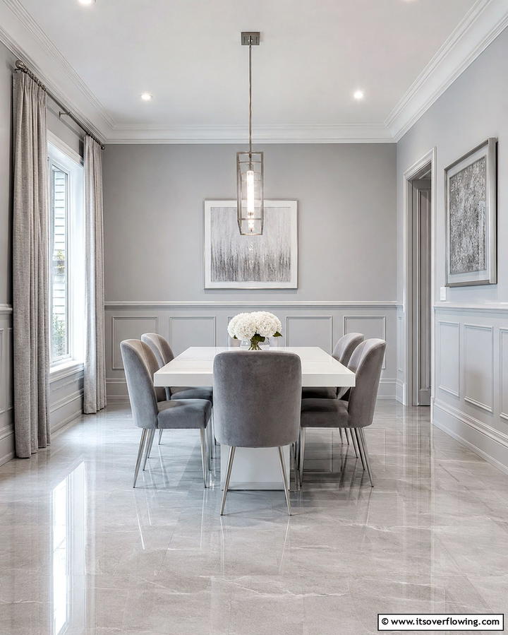Monochromatic Wainscoting for Seamless Elegance - 25 Classic Dining Room Wainscoting Ideas for Timeless Appeal
