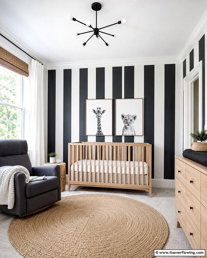 Monochromatic Wall Patterns - 30 Chic Black & White Nursery Ideas for Modern Baby Rooms