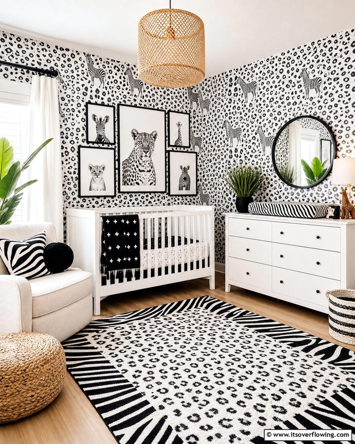 Monochrome Animal Prints - 25 Black Nursery Ideas for Modern Baby Rooms