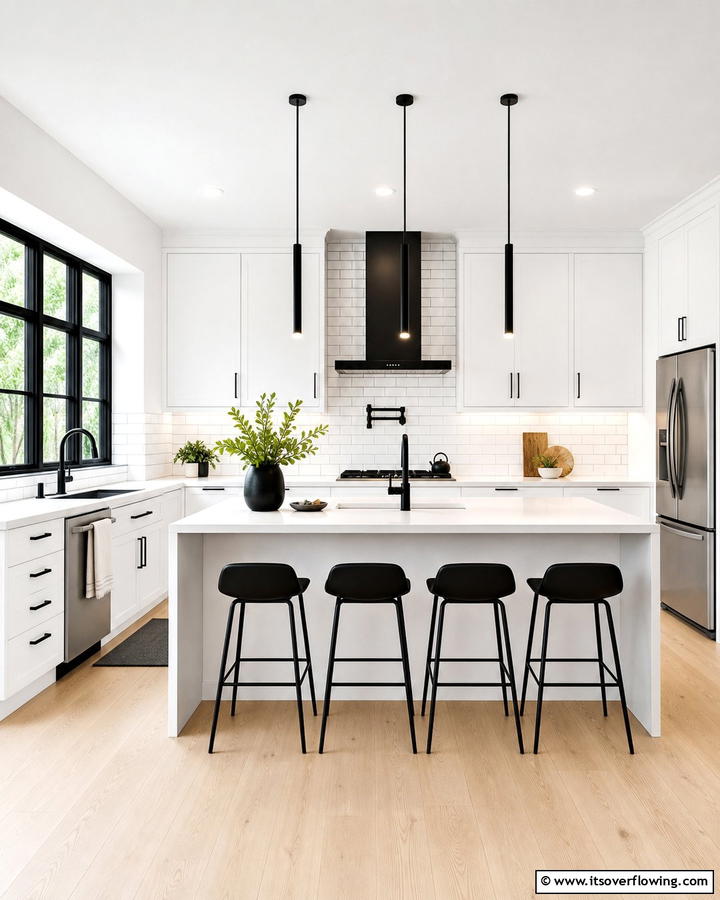Monochrome Color Accents - 21 Minimalist Kitchen Ideas for Clean & Functional Spaces