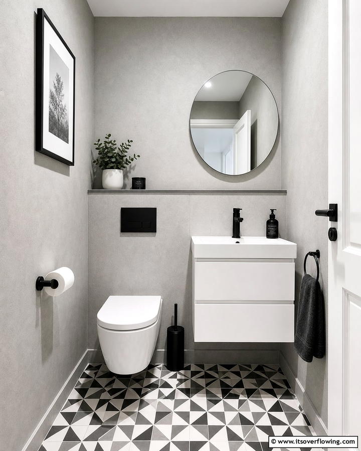 Monochrome Color Palette - 25 Downstairs Toilet Ideas for Small Spaces