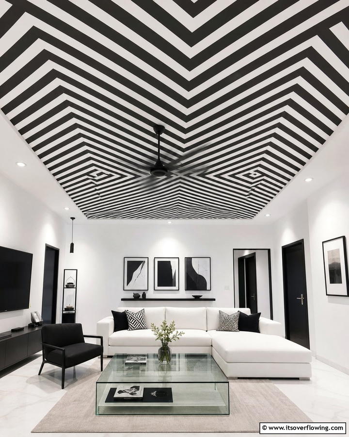 Monochrome Designs for Minimalist Style - 25 Ceiling Wallpaper Ideas to Elevate Your Space