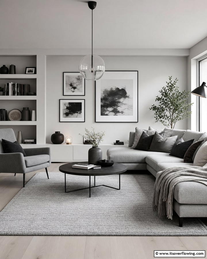Monochrome Detailing - 21 Scandinavian Living Room Ideas for Airy Minimalism