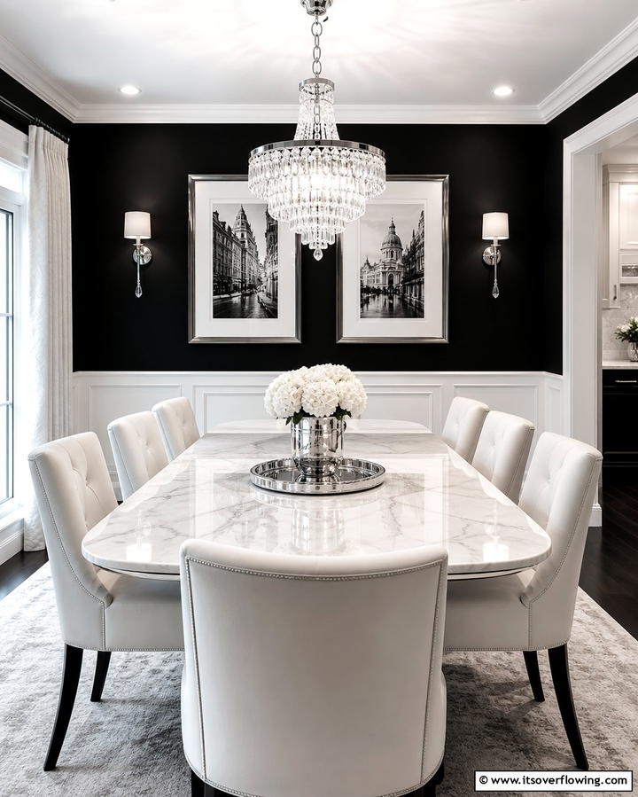 Monochrome Dining Room Charm - 25 Black Accent Wall Ideas for a Dramatic Statement
