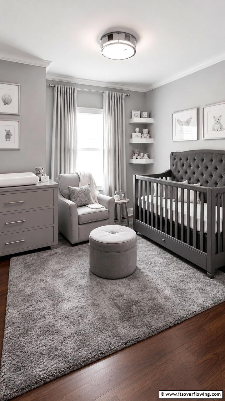 Monochrome Grey Nursery Elegance - 30 Grey Nursery Ideas- Calming & Modern Baby Room Designs