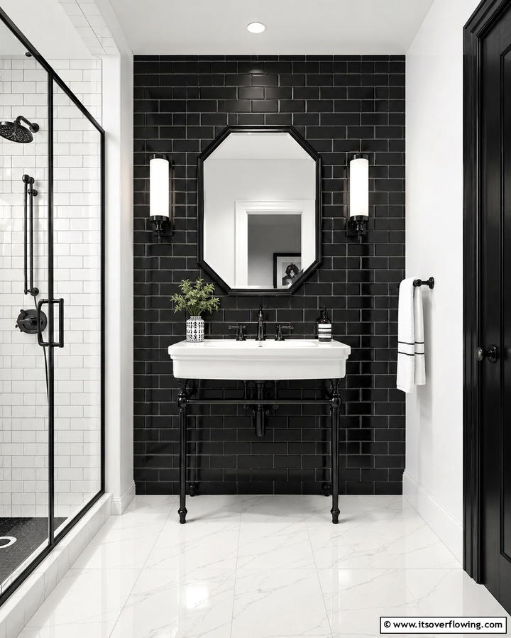 Monochrome Magic - 30 Art Deco Bathroom Ideas for Glamorous Geometric Design