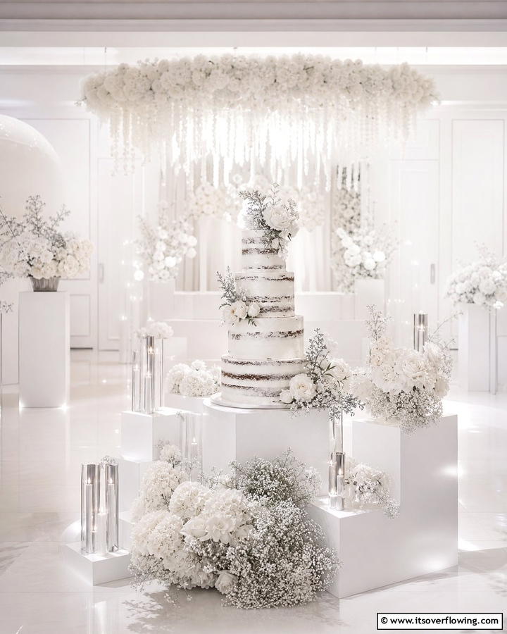 Monochrome Magic Cake - 21 Naked Wedding Cake Ideas for Minimalist Elegance