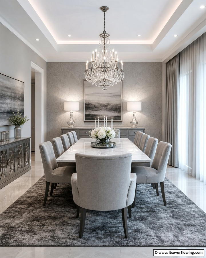 Monochrome Magic Dining - 21 Formal Dining Room Ideas for Sophisticated Entertaining