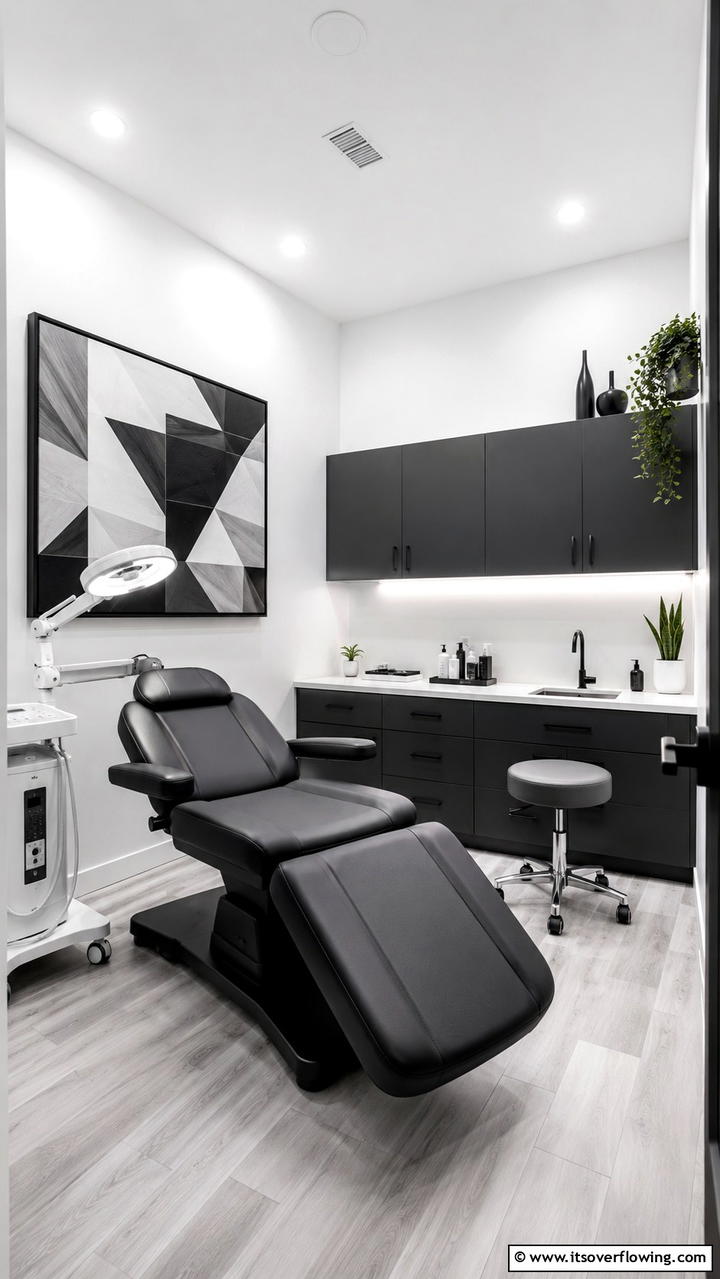 Monochrome Magic Facial Room - 30 Facial Room Ideas for At-Home Skincare Sanctuaries