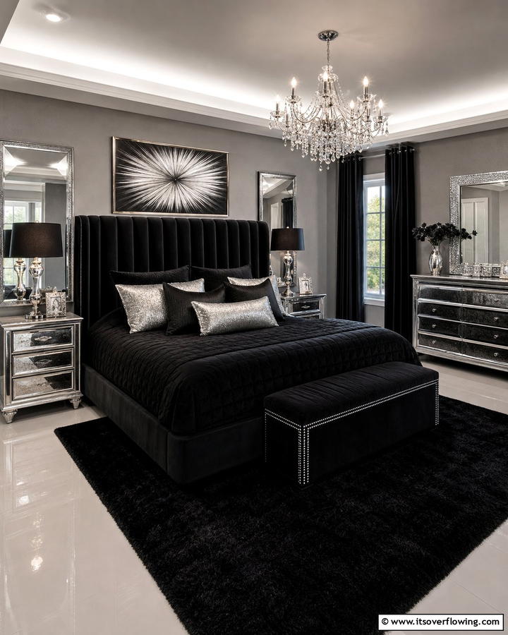 Monochrome Magic - 20 Black and Silver Bedroom Ideas for a Sleek Aesthetic