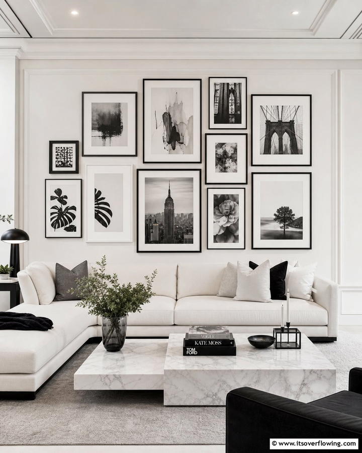 Monochrome Masterpiece - 21 Media Wall Ideas to Elevate Your Entertainment Zone