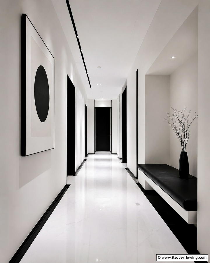 Monochrome Minimalism - 30 Chic Black and White Hallway Ideas for Timeless Elegance