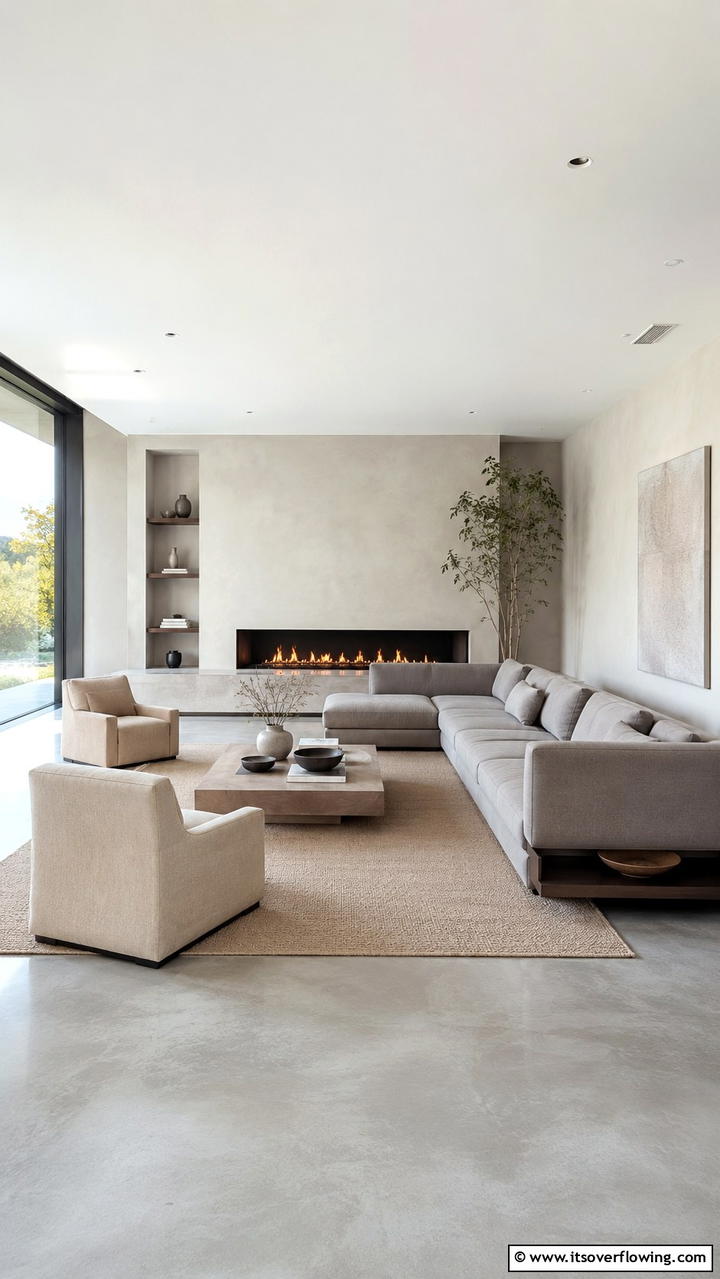 Monochrome Minimalism - 30 Grey and Beige Living Room Ideas- Warm Minimalist Designs