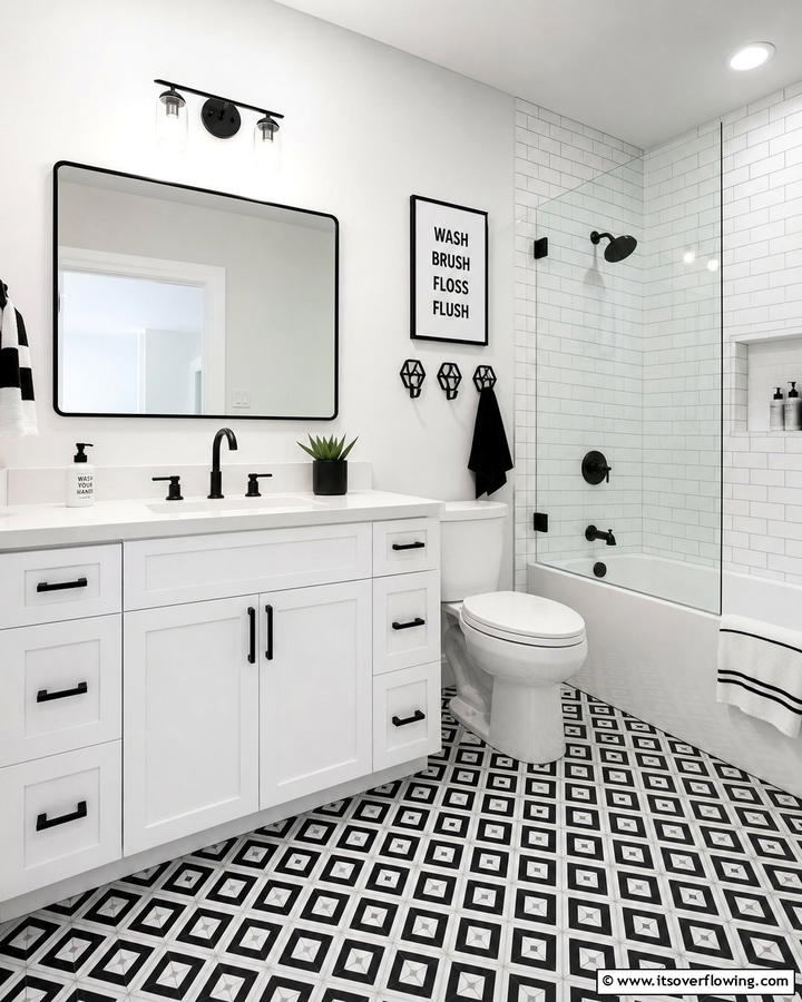 Monochrome Minimalist Bathroom - 25 Boy Bathroom Ideas for a Fun and Functional Space
