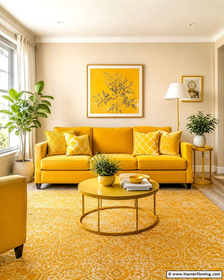 Monochrome Mustard Yellow - 25 Monochromatic Living Room Ideas for a Sleek Look