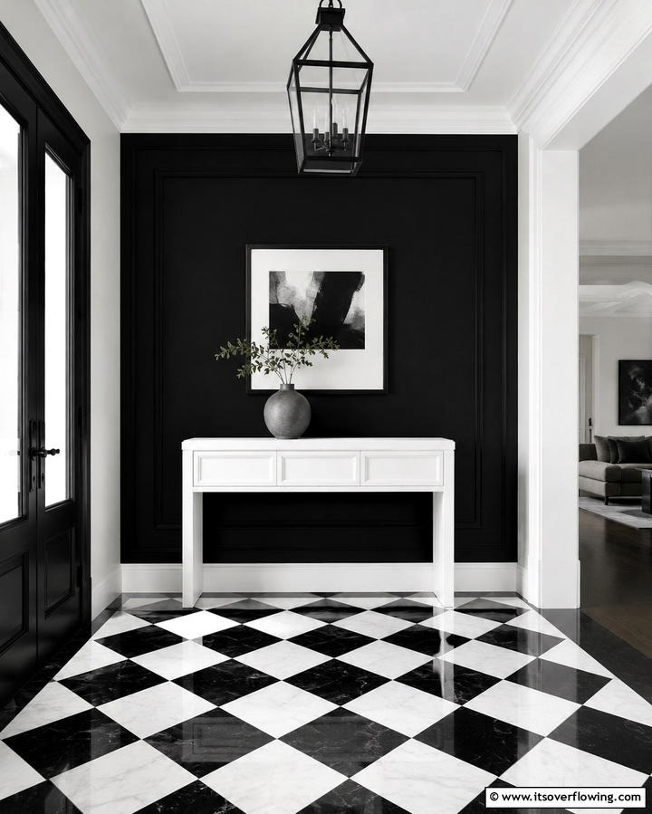 Monochrome Palette - 30 Modern Entryway Ideas- First Impressions with Style