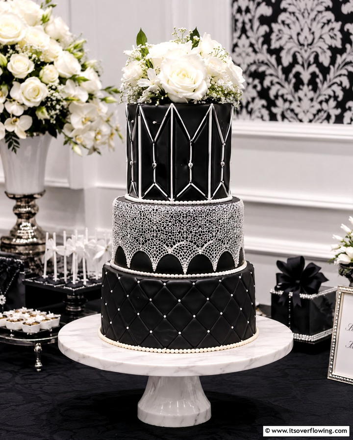 Monochrome Wedding Cake - 25 Black and White Wedding Ideas for Classic Elegance