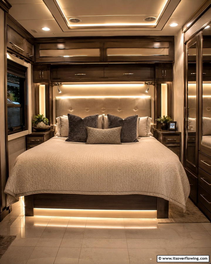 Mood Lighting Options - 25 RV Bedroom Ideas to Maximize Comfort on the Road