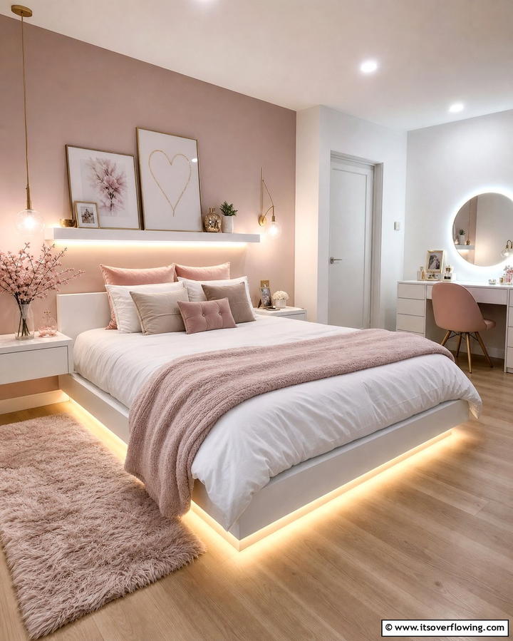 Mood Lighting with LED Strips - 25 Bedroom Ideas for Women to Reflect Personal Style