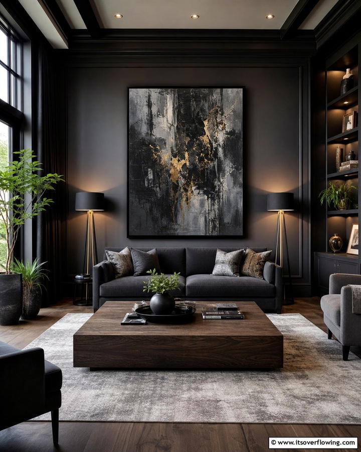 Moody Artwork as a Focal Point - 20 Moody Living Room Ideas for a Dramatic Atmosphere