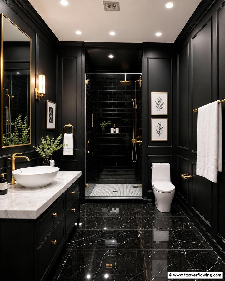 Moody Black Walls - 25 Dark Bathroom Ideas for Moody and Chic Spaces