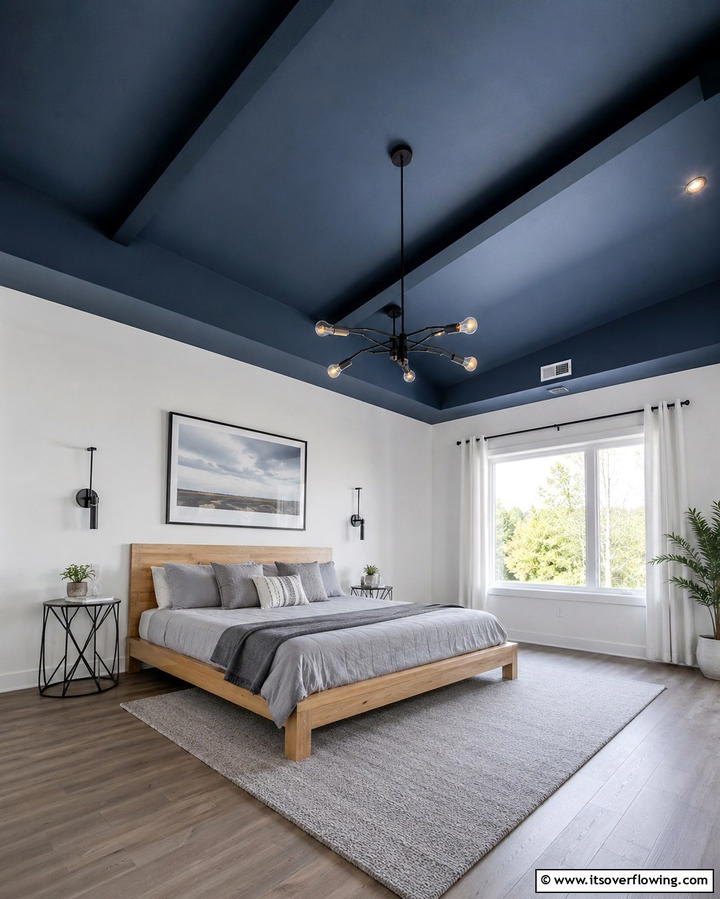 Moody Blue Ceiling - 25 Moody Blue Bedroom Ideas for a Relaxing Space