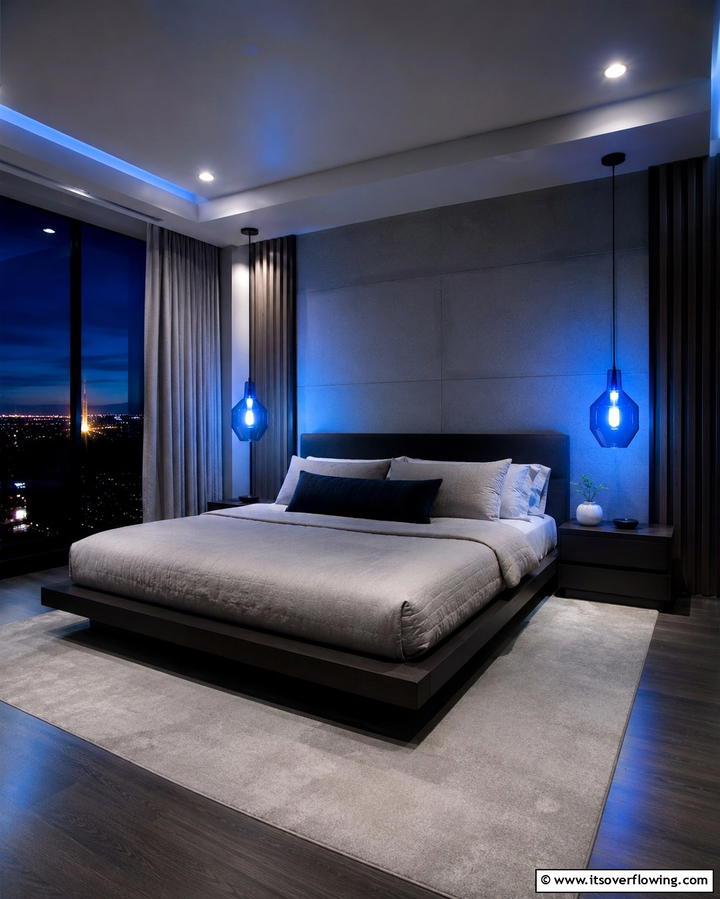 Moody Blue Lighting - 25 Moody Blue Bedroom Ideas for a Relaxing Space