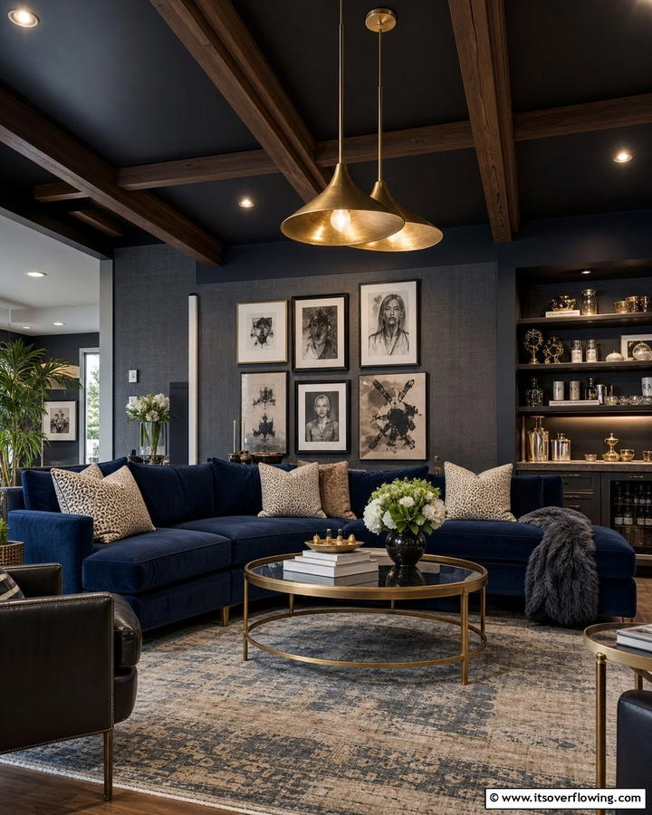 Moody Ceiling Treatments - 20 Moody Living Room Ideas for a Dramatic Atmosphere