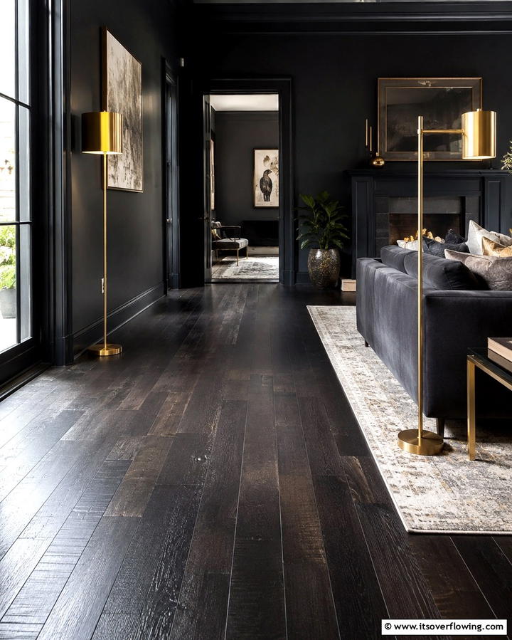 Moody Dark Elegance - 30 Floor & Wall Color Combos for Stylish Interiors