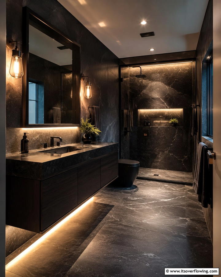 Moody Lighting - 25 Gothic Bathroom Ideas for a Dramatic and Stylish Space