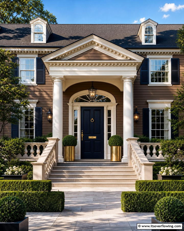 Moody Navy Blue Front Door - 20 Brown House Front Door Colors for a Warm Welcome