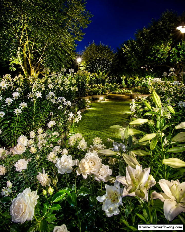 Moonlight Gardens with Pale Flowers - 25 Gothic Garden Ideas for a Dark and Mysterious Oasis