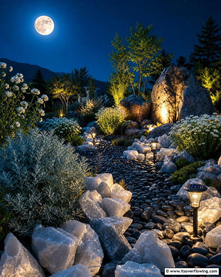 Moonlit Ambience Rock Garden - 21 Rock Garden Designs for Low-Maintenance Landscape Beauty